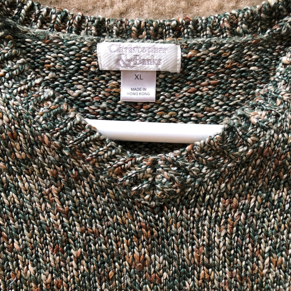 Greenish brown Christopher Bank’s sweater